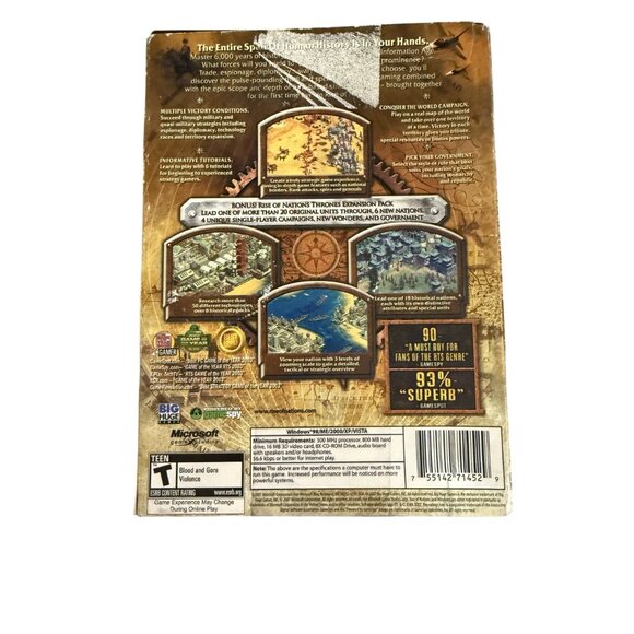 Rise Of Nations PC CD-ROM Game With Thrones & Patriots Expansion By Microsoft Ga - Picture 2 of 2
